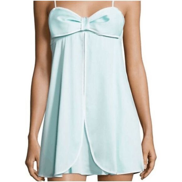 Kate Spade New York Big Bow Charmeuse Chemise Light blue/Teal - Med - Picture 5 of 8